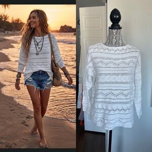 Vintage 100% Cotton Crochet Knit Sweater Pullover Shirt. Small